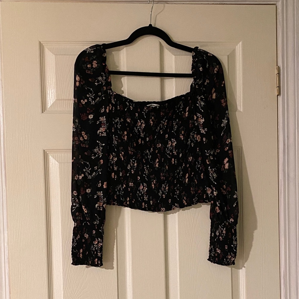 Reformation Black Floral Blouse